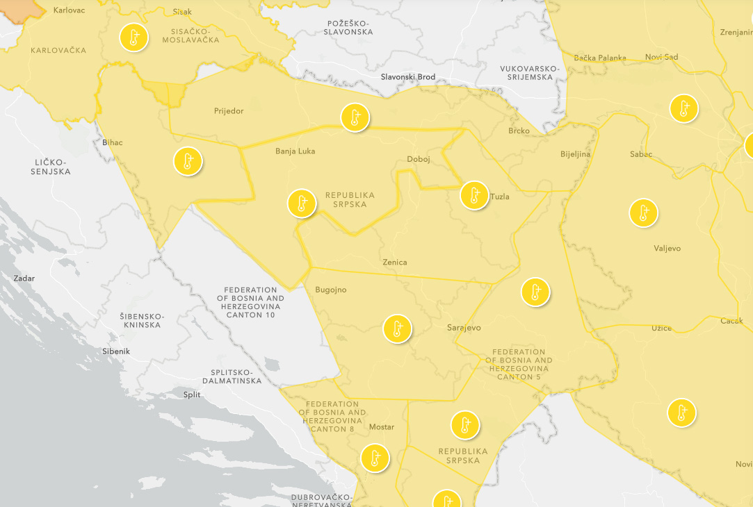 Najavljeno žuto upozorenje zbog visokih temperatura: Toplotni talas zahvata Doboj i cijelu Republiku Srpsku