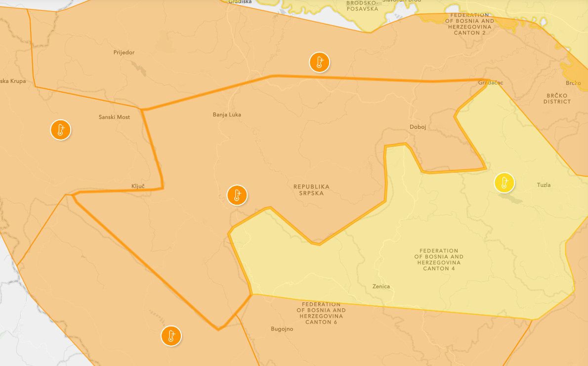 NARANDŽASTO UPOZORENJE ZA DOBOJ I BANJALUKU: Očekuju se temperature i do 38 stepeni!