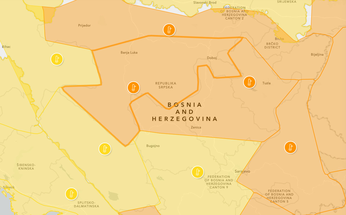 Narandžasti meteoalarm za Doboj i Banjaluku – temperature do 38 stepeni