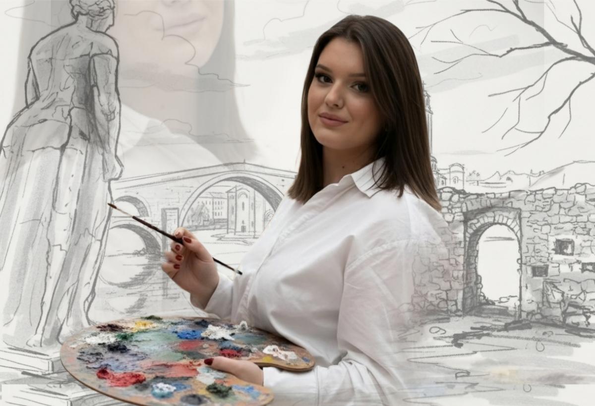 Valentina Stojanović ponovo u svojoj školi – likovna radionica „Tragovi vremena kroz Srpsku“