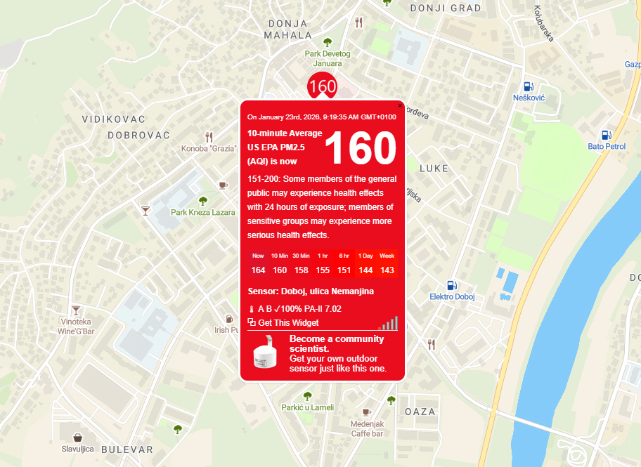 ZAGAĐENJE BEZ ODGOVORNOSTI: Doboj jutro dočekao u crvenoj zoni