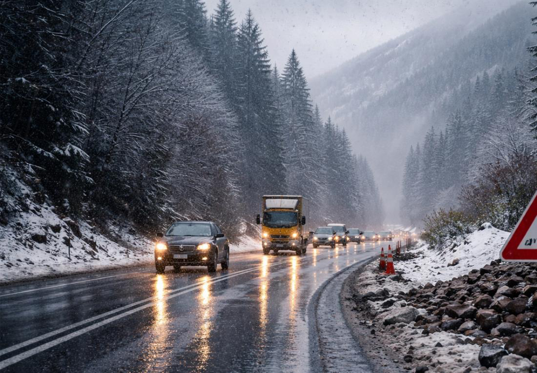 PUTEVI: Mokri kolovozi, snijeg u višim predjelima