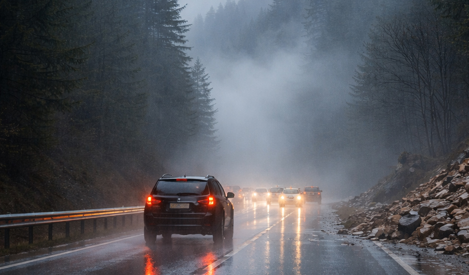 PUTEVI: Mokri kolovozi, magla i odroni