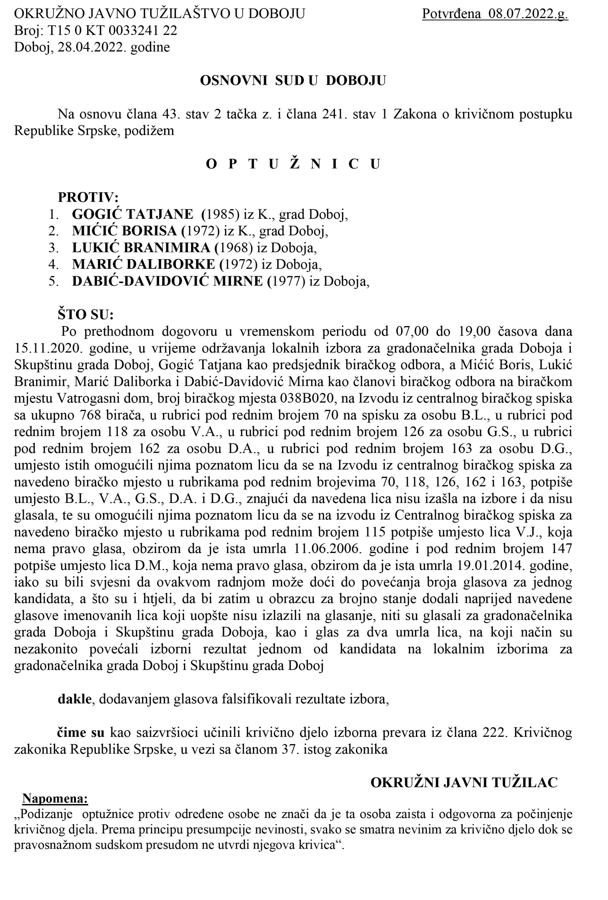 Anonimizirani dispozitiv optuznice KT 33241 221