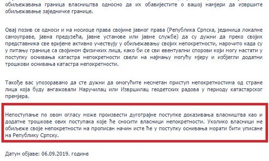 REPUBLIKA SRPSKA OTIMA ZEMLJU GRAĐANIMA: Ako niste obilježili imovinu uzeće vam je država
