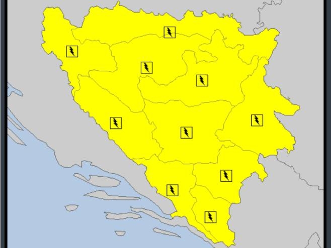 Žuti meteoalarm aktiviran za područje cijele BiH