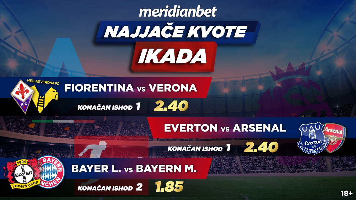 MERIDIAN: Bilo kad i bilo gdje, najveće kvote na favorite!