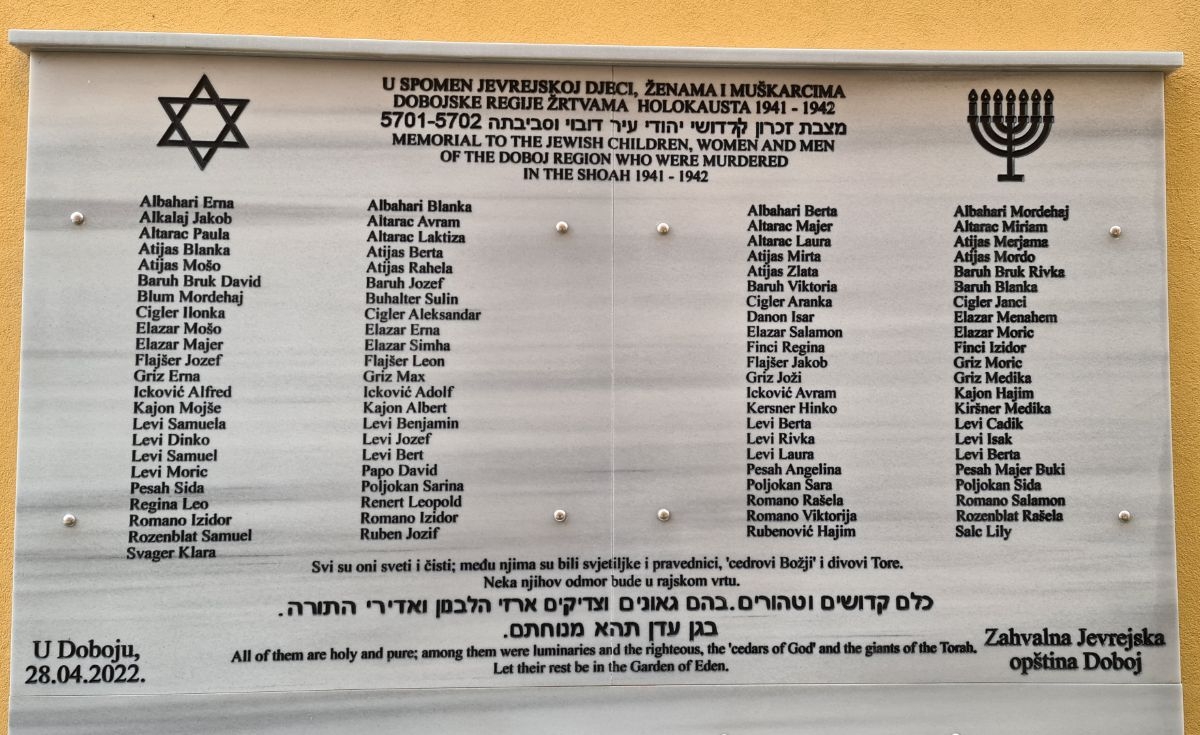 DOBOJ: Pomen Jevrejima stradalim u Drugom svjetskom ratu