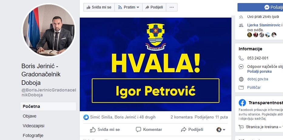 DOBOJSKI INFO PITA: Stidiš li se Borise Jeriniću bilo čega?