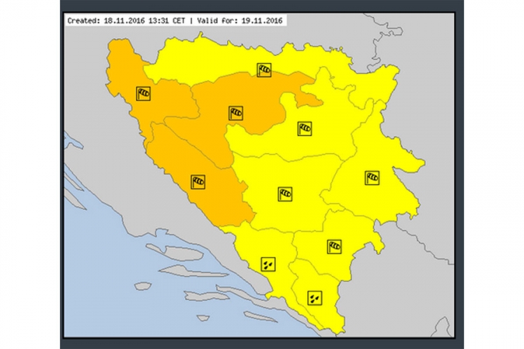 VRIJEME: Sutra narandžasto upozorenje u BiH