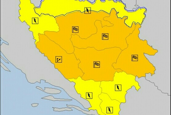 NARANDŽASTO UPOZORENJE: Udari vjetra do 80 km/h, moguć i grad