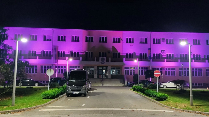 DOBOJ: Dom zdravlja i Gradska uprava osvijetljeni ružičastom bojom