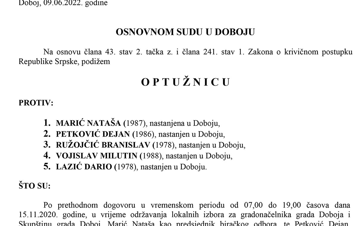 PONIŠTENI IZBORI 2020: Potvrđena optužnica protiv pet članova biračkog odbora zbog izborne prevare - Bare 2