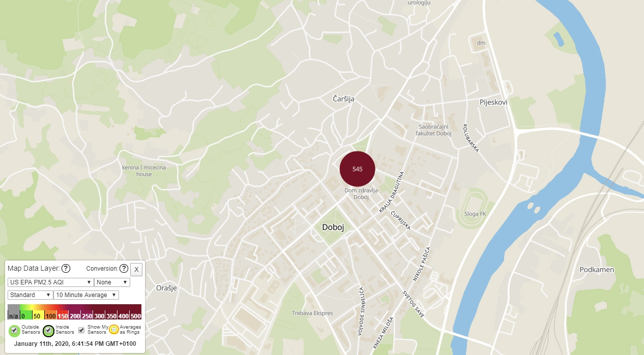 DOBOJSKI INFO UPOZORAVA: Hazardno zagađenje vazduha - 546 PM 2.5 čestice!