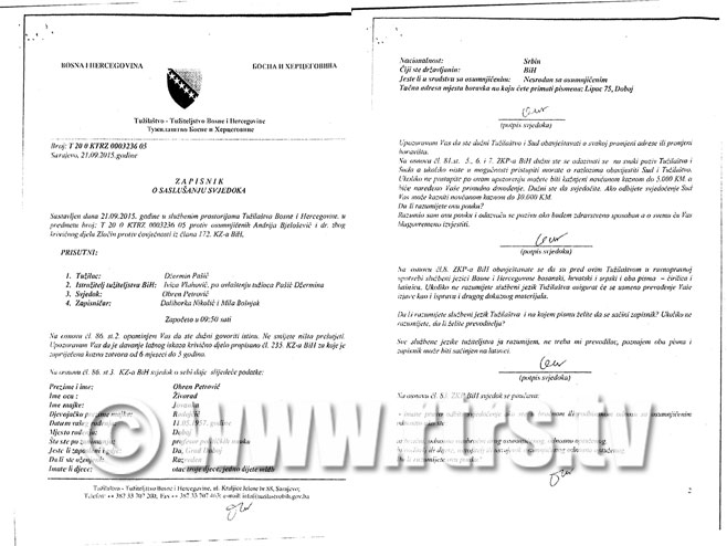 RTRS U POSJEDU DOKUMENATA: Obren Petrović glavni svjedok protiv bivših funkcionera Doboja optuženih za ratne zločine