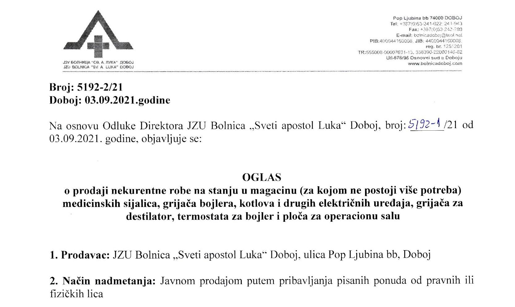 PONOVLJENI OGLAS: Prodaja medicinskih sijalica, grijala bojlera, kotlova i drugih električnih uređaja...