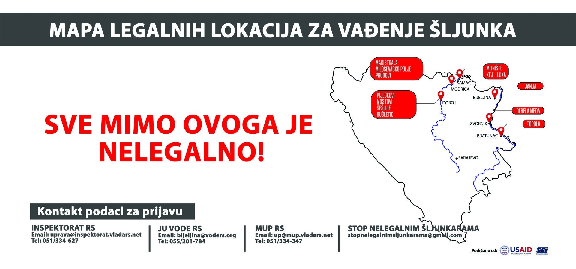 DOBOJ: Nadležni moraju istrajati na kažnjavanju odgovornih za nelegalnu i nekontrolisanu eksploataciju šljunka