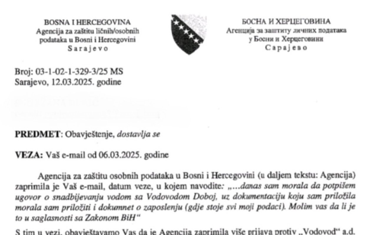 SKANDALOZNA PRAKSA „VODOVODA“ DOBOJ: Agencija pokrenula postupak