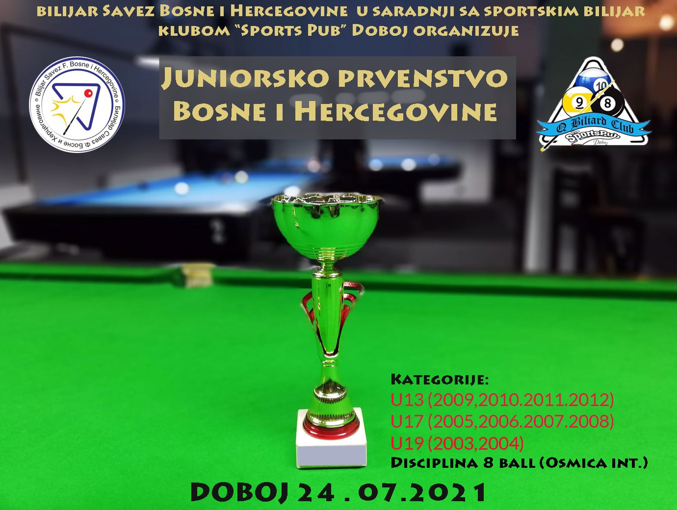 DOBOJ: Juniorsko prvenstvo Bosne i Hercegovine u biljaru