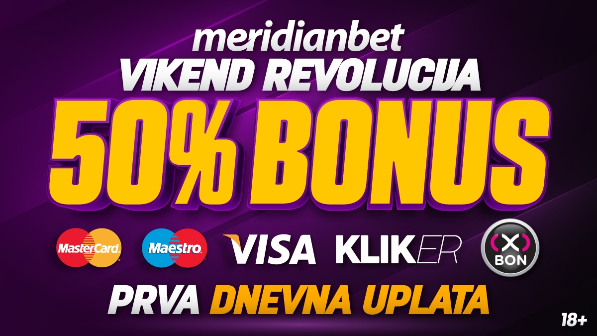 VIKEND REVOLUCIJA: MERIDIAN POKLANJA 50% BONUSA NA UPLATU!