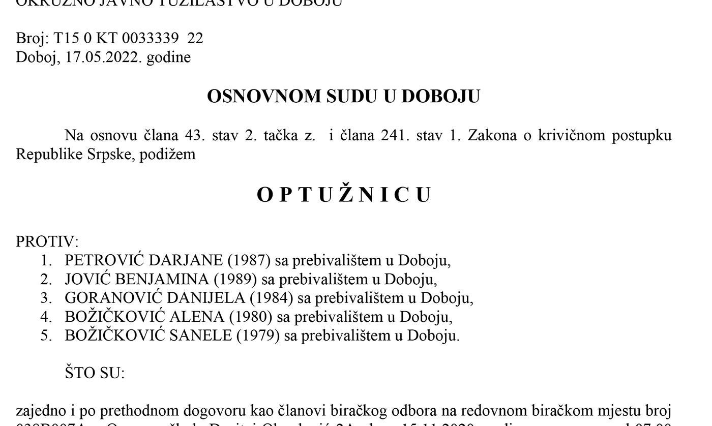 PONIŠTENI IZBORI 2020: Potvrđena optužnica protiv pet članova biračkog odbora zbog izborne prevare - Osnovna škola Dositej Obradović 2A