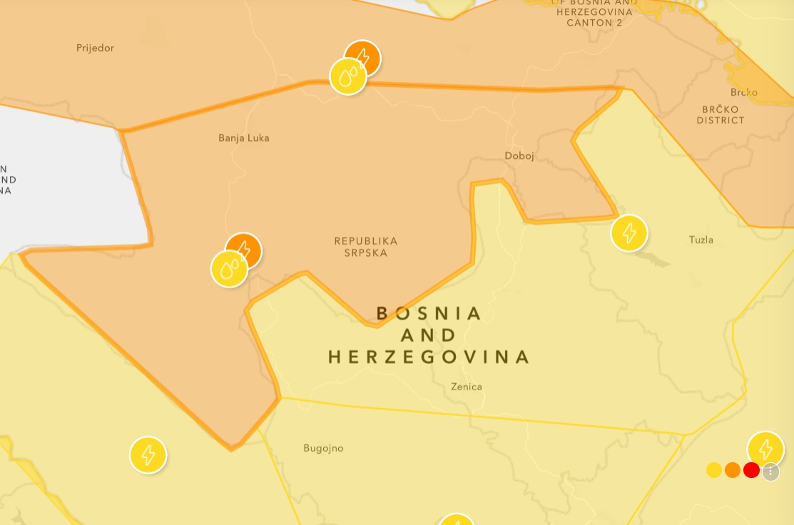 NARANDŽASTO UPOZORENJE: Žestoke oluje pogodiće regione Banja Luke i Doboja