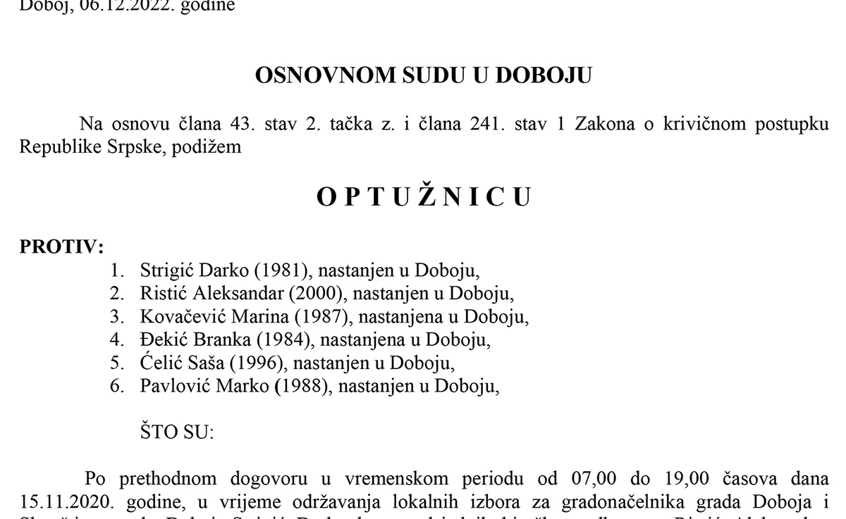 PONIŠTENI IZBORI 2020: Potvrđena optužnica protiv šest članova biračkog odbora zbog izborne prevare - Gimnazija 3