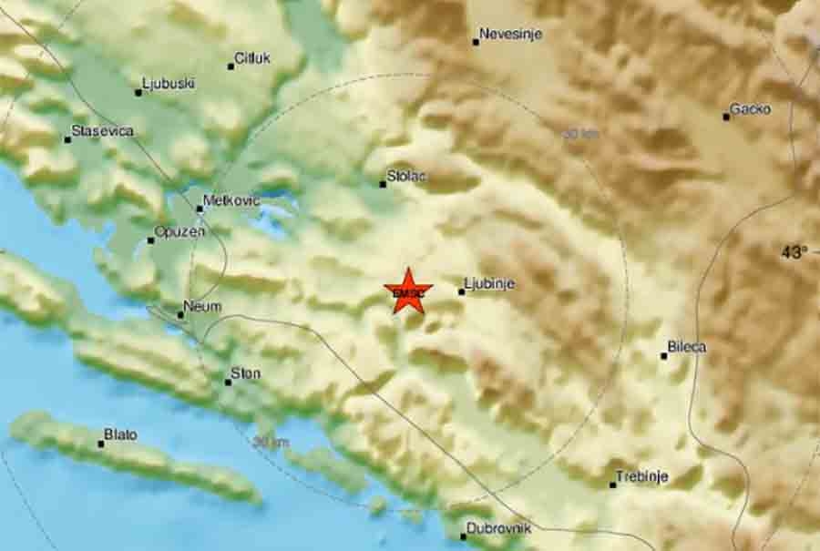 GRAĐANE PROBUDIO POTRES Zemljotres ponovo pogodio BiH, epicentar ponovo kod Nevesinja