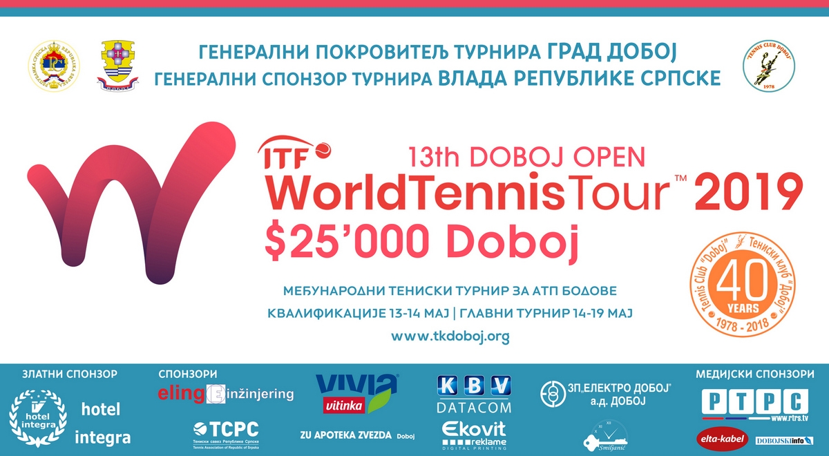 DOBOJSKI INFO NAJAVLJUJE: U ponedjeljak počinje ITF fjučers "Doboj open 2019"