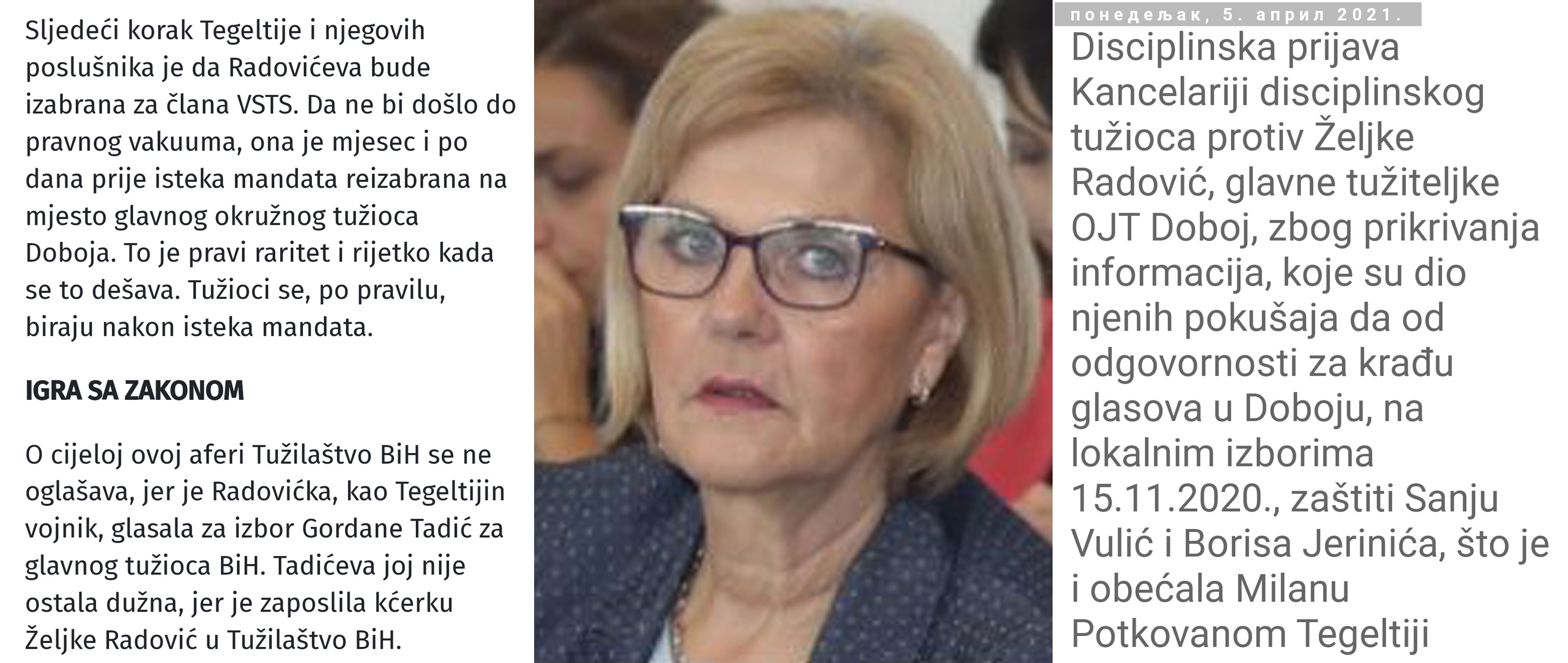 KO JE ŽELJKA RADOVIĆ, NOVI GLAVNI TUŽILAC SRPSKE: Za Bukejlovićem ode i Željka u Banjaluku u akciju spasavanja Obrena? (FOTO)