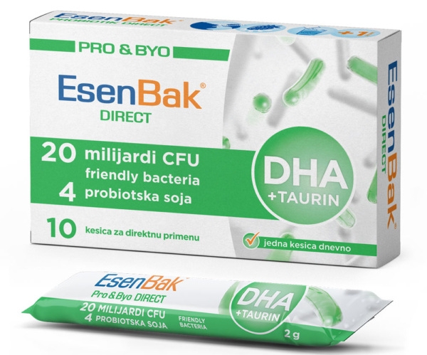 ESENBAK PROBIOTIK DIRECT, DHA + TAURIN, 10 KESICA