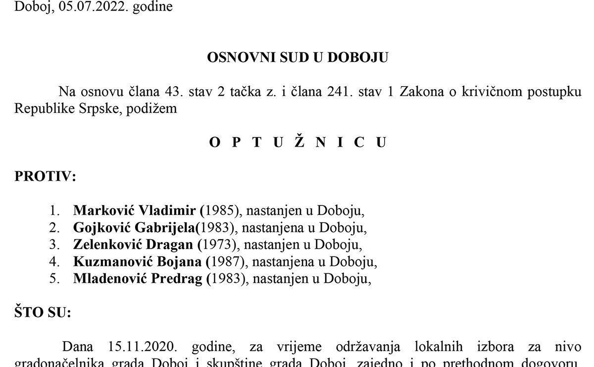 PONIŠTENI IZBORI 2020: Potvrđena optužnica protiv pet članova biračkog odbora zbog izborne prevare - Dom učenika -1