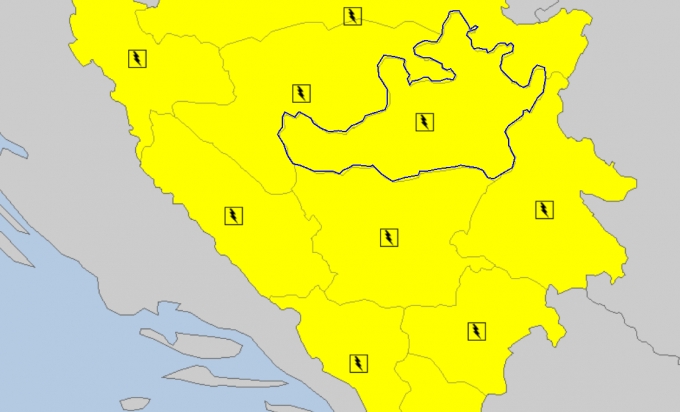PROGNOZIRANE I OBILNIJE PADAVINE Žuti meteoalarm zbog kiše i grmljavine