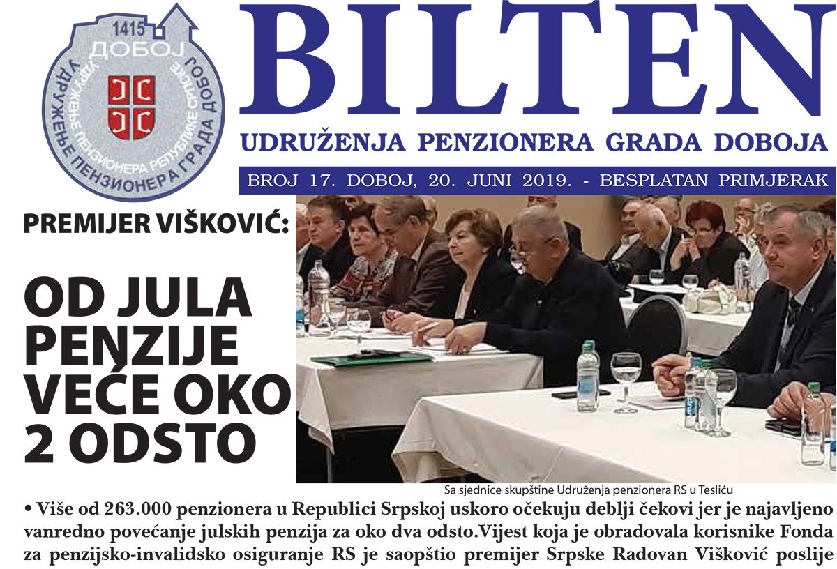 ZA DOBOJSKE PENZIONERE Odmor uz Bilten 17 (PDF)