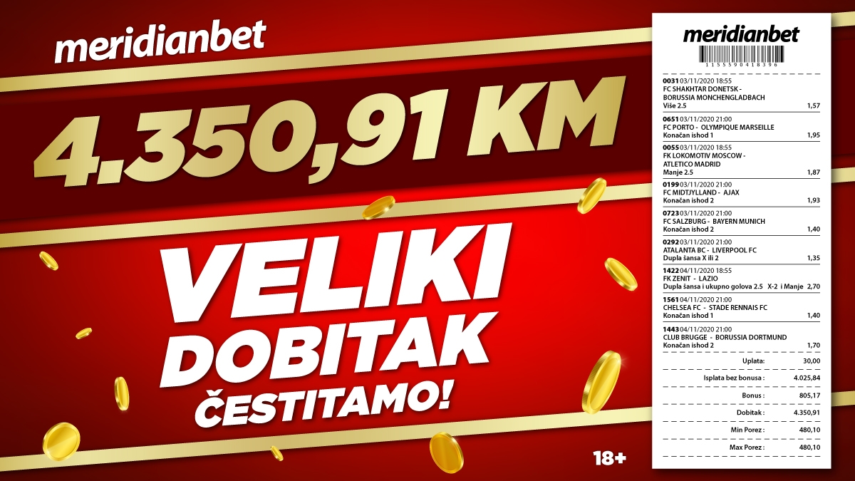 MERIDIANBET: BRAVO „doktore“! Fenomenalno kombinovanje za vrhunski dobitak!
