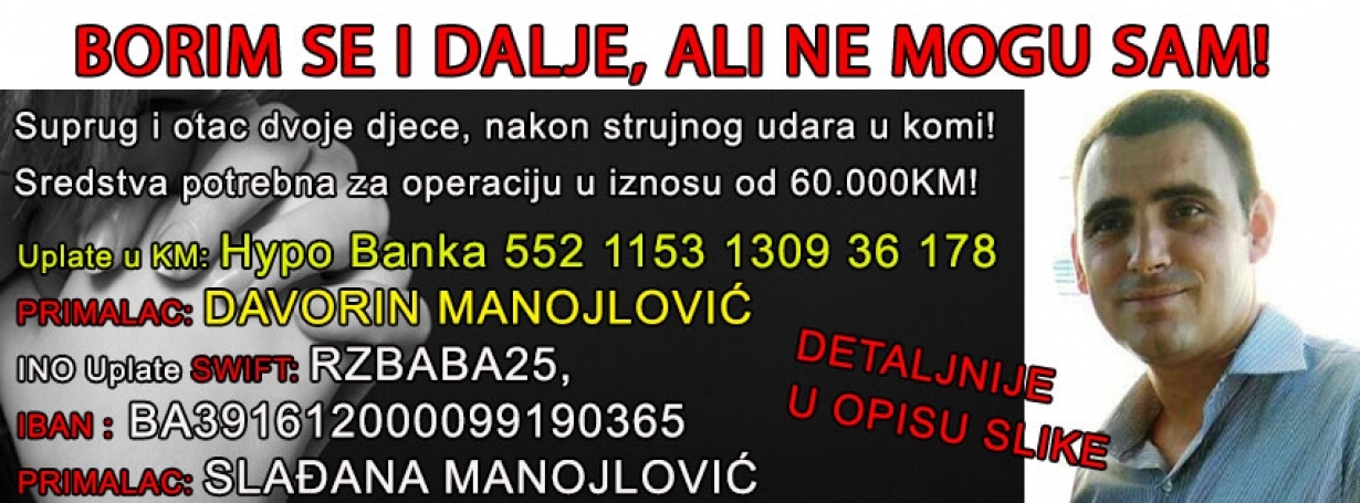 DOBOJSKI INFO APELUJE: Pomozimo Davorinu Manojloviću