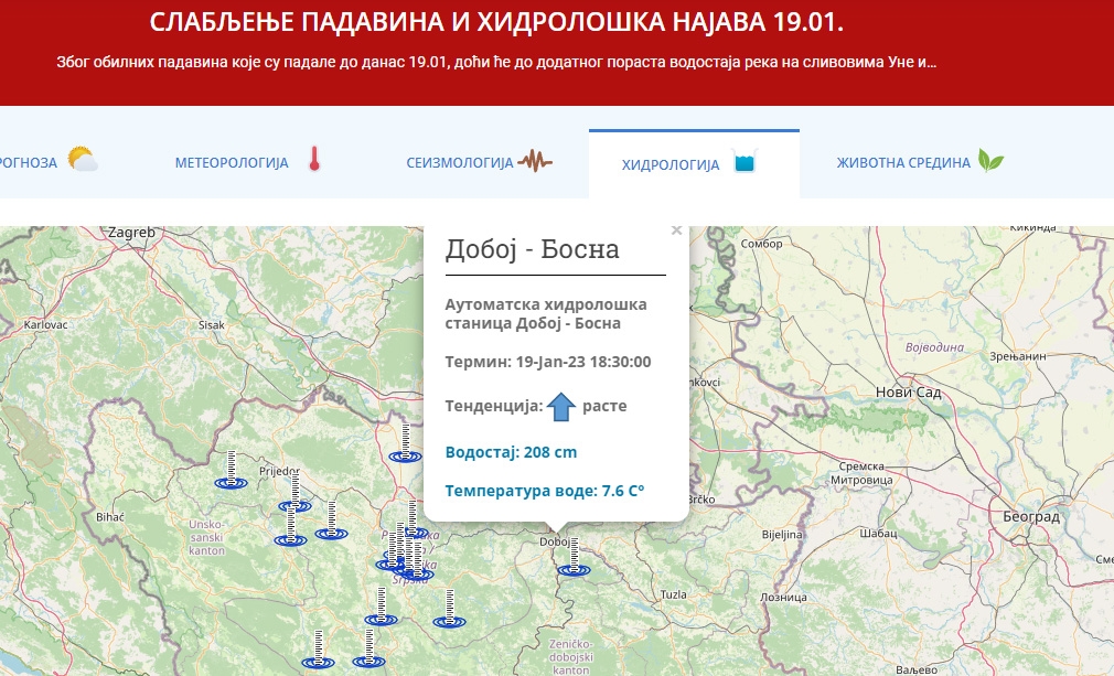 DOBOJ: Raste vodostaj Bosne, u 18 časova na koti 208 cm