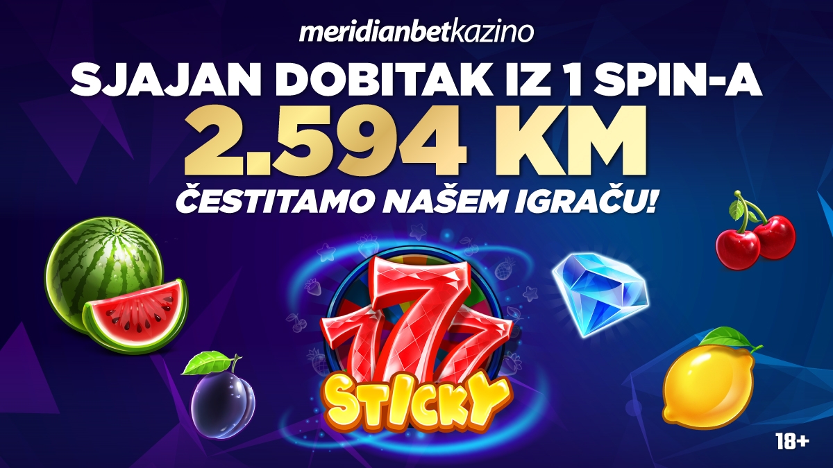 Pogodak u Sarajevu! Fantastični dobitak na Meridian online kazinu iz jednog spina!