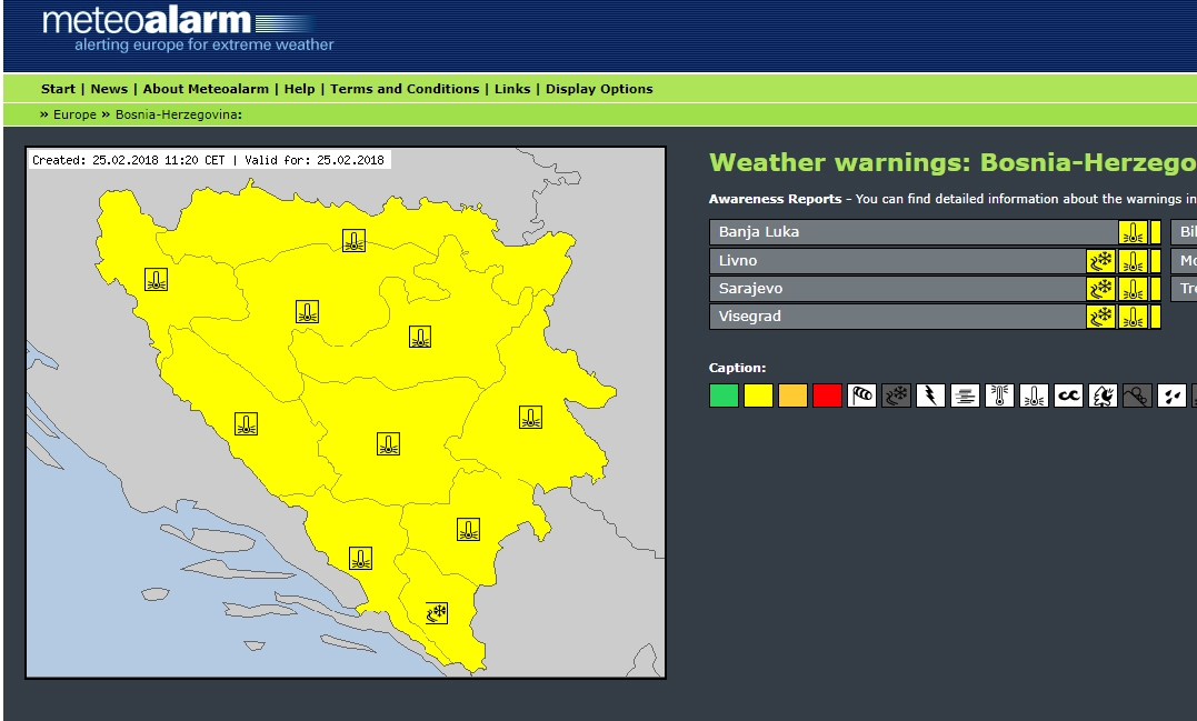 UPALJEN ŽUTI METEOALARM Sneg i minus u celoj BiH
