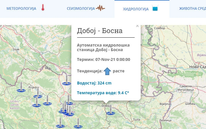 DOBOJ: Vodostaj Bosne i dalje u porastu, 324 centimetara