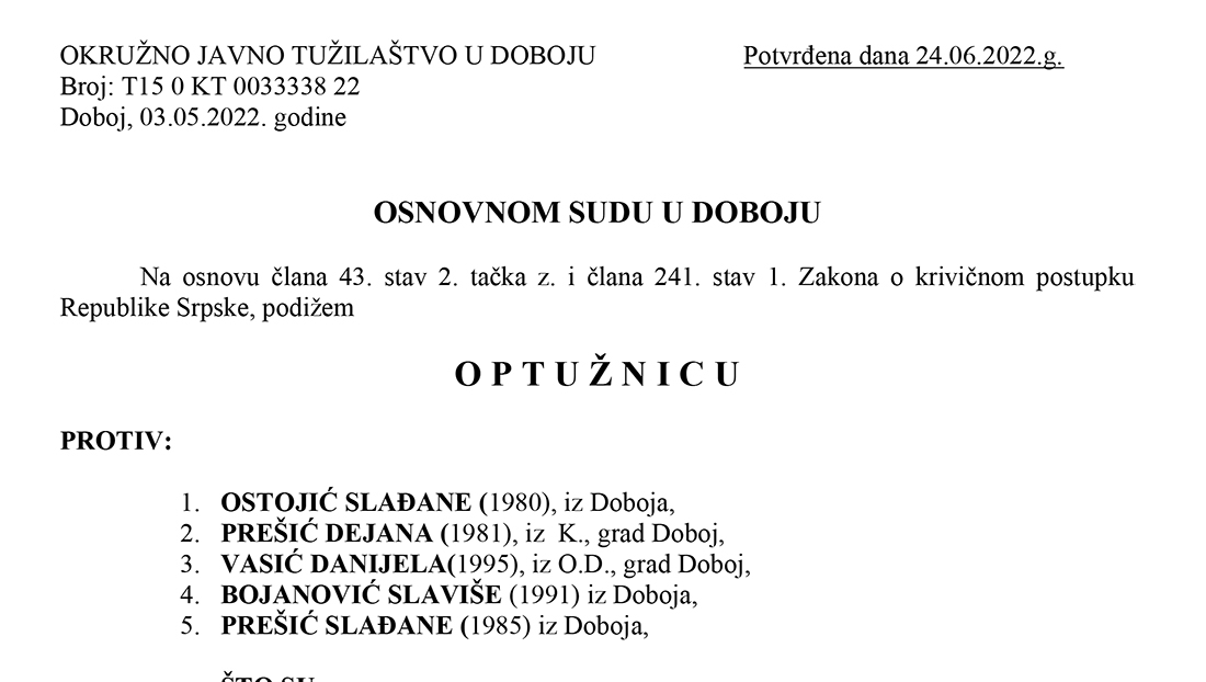 Potvrđena optužnica protiv 5 članova biračkog odbora zbog izborne prevare 038B013 – Osnovna škola „Sveti Sava 2“
