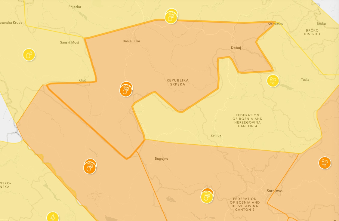 METEOALARM: Snažan vjetar, upozorenje na moguće štete i prekide struje