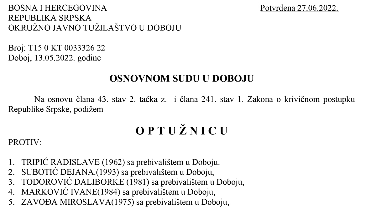 Potvrđena optužnica protiv 5 članova biračkog odbora zbog izborne prevare 038B006 – Osnovna škola „Dositej Obradović 1“
