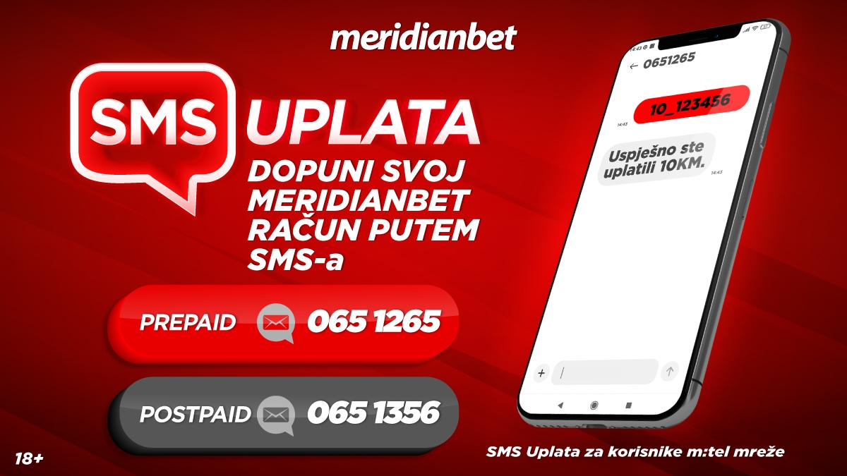 Meridianbet: SMS-om uplati , za zabavu uvijek i na svakom mjestu!