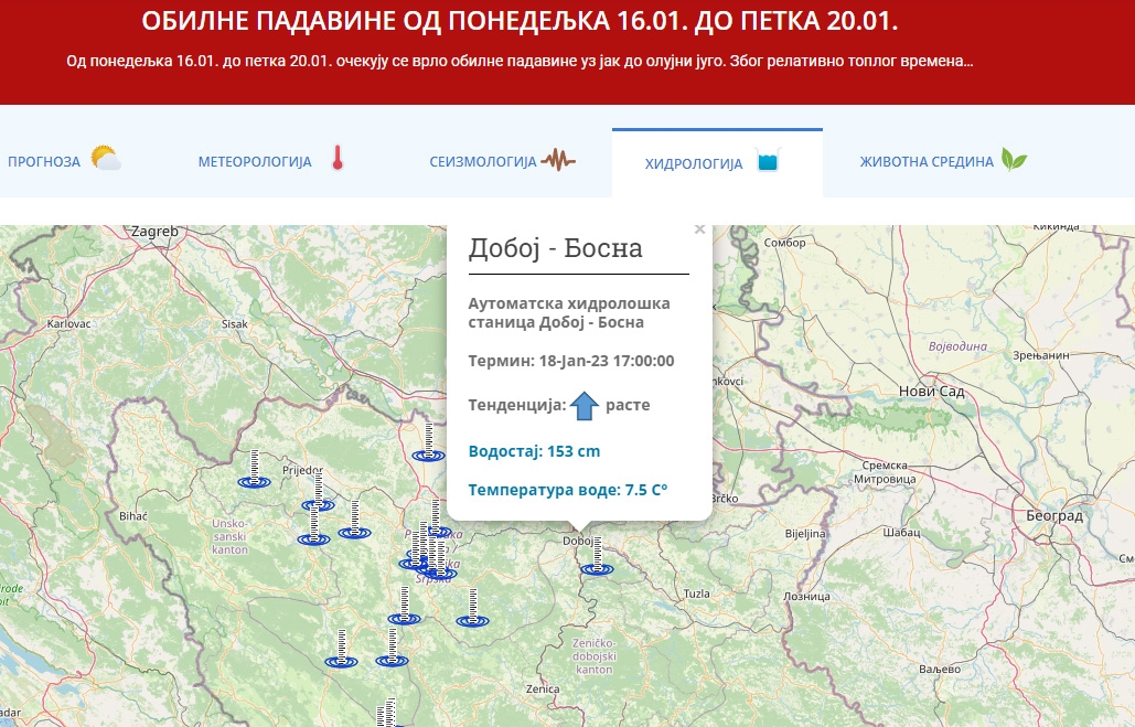 DOBOJSKI INFO UPOZORAVA: U večernjim časovima moguće povećanje vodostaja rijeke Bosne