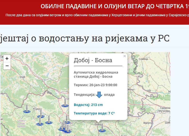 DOBOJ: Vodostaj Bosne u padu