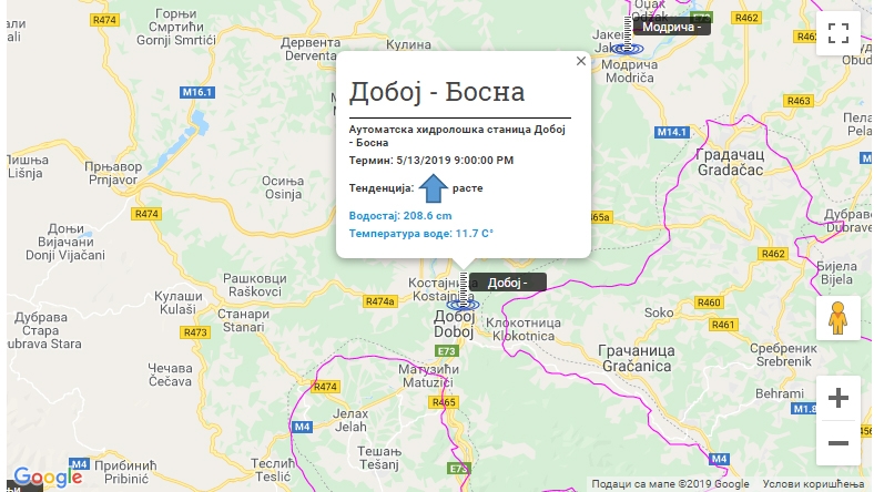 DOBOJ: Nivo rijeke Bosne 208 centimetara