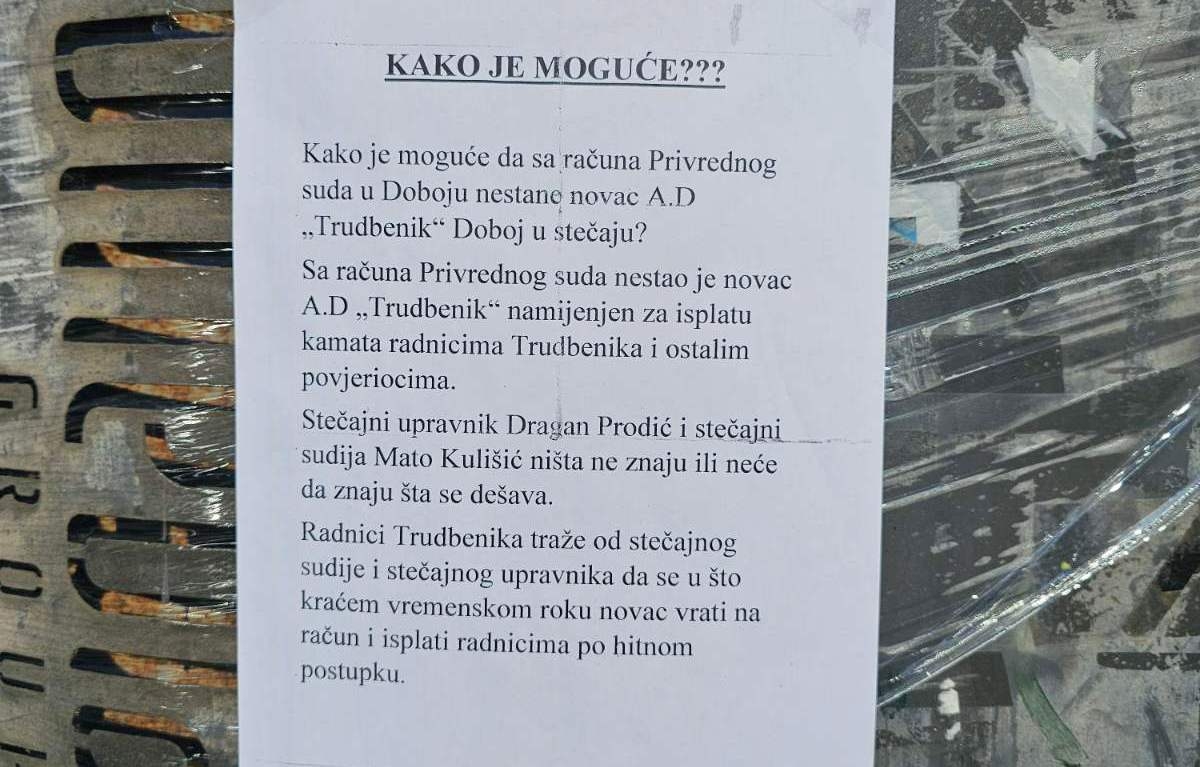KAKO JE TO MOGUĆE: Doboj osvanuo obljepljen plakatima o navodnom nestalom novcu iz stečajnog postupka AD „Trudbenik“