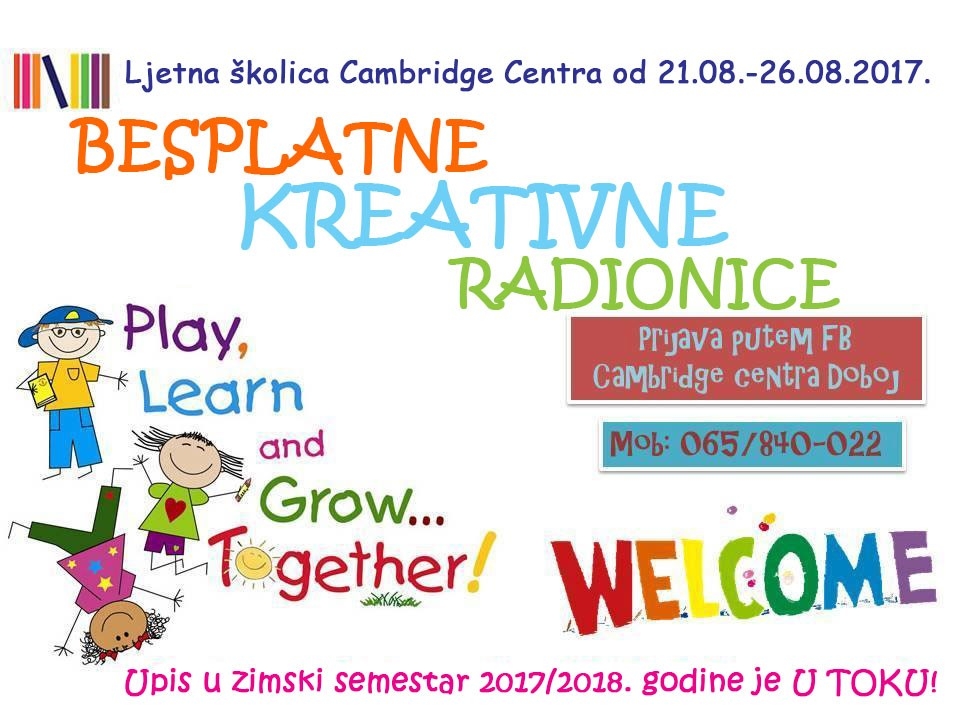 LJETNA ŠKOLICA CAMBRDIGE CENTRA Besplatne kreativne radionice za djecu