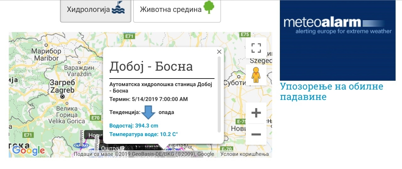 DOBOJ: Vodostaj rijeke Bosne u daljem opadanju